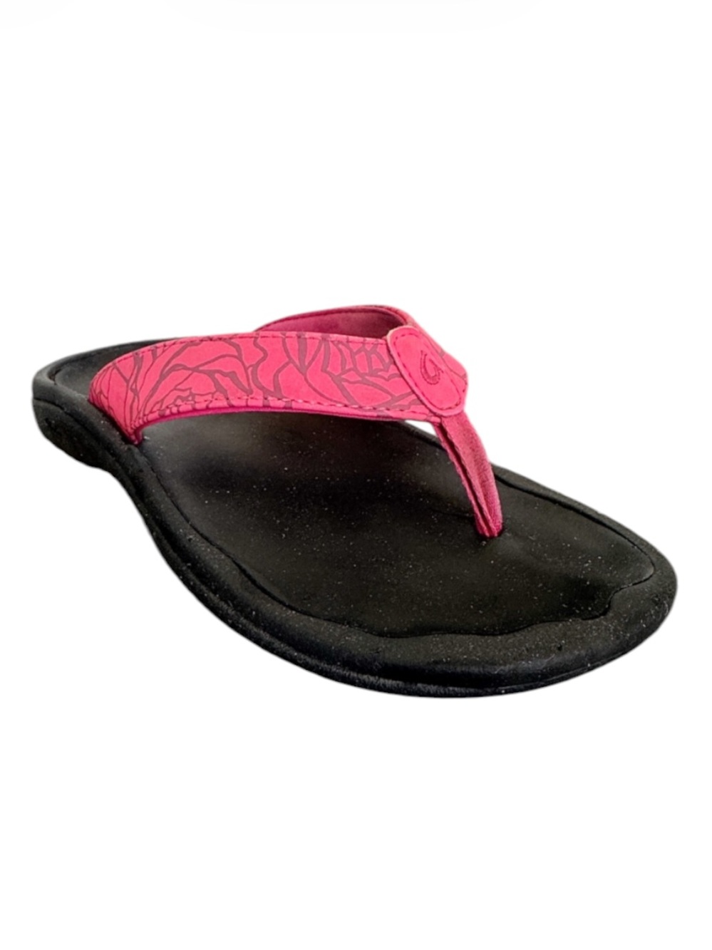 Olukai Ohana Paradise Pink floral water-resistant flip flop sandals size 6